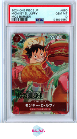 MONKEY D. LUFFY MOS BURGER ONE PIECE JAPANESE PROMOS 2024 080 PSA 10 - Image 1