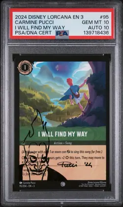 Disney Lorcana - Carmine Pucci Signature + Ade Sketch - I Will Find My Way Psa10 - Image 1