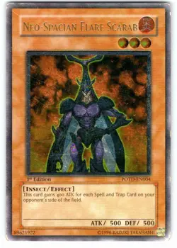 Yugioh Neo-Spacian Flare Scarab POTD-EN004 1st Edition Ultimate Rare Holo - MP - Image 1