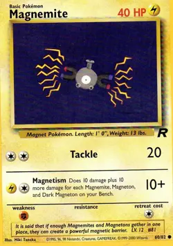 Pokemon Magnemite Card 60/82 Non-Halo Team Rocket 1st Edition - Image 1