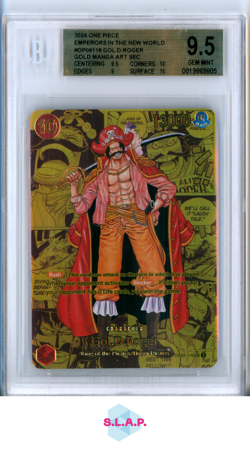 GOL.D.ROGER GOLD MANGA ART SEC 2024 ONE PIECE OP09 118 CRACK TOP RIGHT BGS 9.5 - Image 1