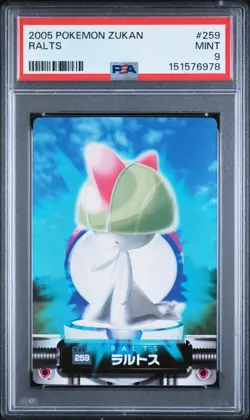 PSA 9 2026 CERT POP 2/ 2 HIGHER RALTS 2005 CARDDASS POKEMON ZUKAN CARD #259 - Image 1