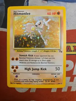 1999 Pokemon TCG Fossil Unlimited Hitmonlee Holo Lp Card 7/62 ZR - Image 1