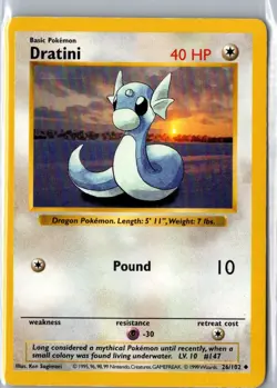 DRATINI 26/102 UNCOMMON BASE SET SHADOWLESS POKEMON UNLIMITED MP - Image 1