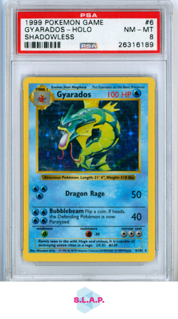 GYARADOS-HOLO SHADOWLESS POKEMON GAME 1999 6 PSA 8 - Image 1