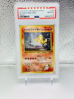 Pokemon Blaine's Moltres Challenge Darkness Holo Rare #146 1998 PSA 8 Japanese - Image 1