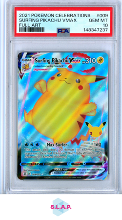 SURFING PIKACHU VMAX FULL ART POKEMON CELEBRATIONS 2021 009 PSA 10 - Image 1