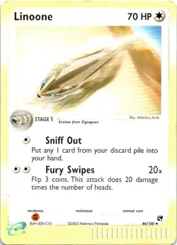 Linoone 44/100 Uncommon Sandstorm Pokemon Reverse Holo Near Mint - Image 1