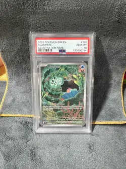 2025 POKEMON DRI EN-DESTINED RIVALS ILLUSTRATION RARE #195 CLAMPERL PSA 10 - Image 1