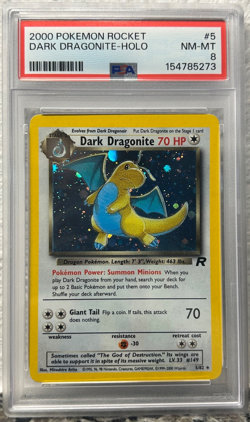2000 Pokemon Rocket DARK DRAGONITE HOLO #5/82 PSA 8 - Image 1