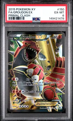 2015 POKEMON XY PRIMAL CLASH #150 FULL ART/GROUDON EX PSA 6 - Image 1