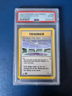 Pokemon TCG Cerulean City Gym 108/132 Gym Heroes First Edition Uncommon PSA 6 - Image 1