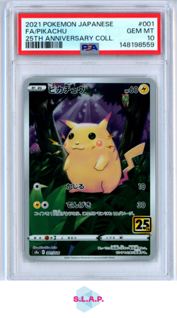 FA/PIKACHU 25TH ANN. COLL. POKEMON JAP 25TH ANN. COLL 2021 001 PSA 10 - Image 1