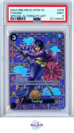 TASHIGI SPECI4L ALTERNATE ART ONE PIECE OP08-TWO LEGENDS 2024 006 PSA 9 - Image 1