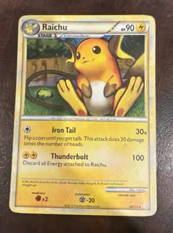 Pokemon Raichu Heartgold & Soulsilver 10/123 Holo Rare Stage 1 English Card - Image 1