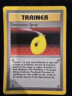 1999 Pokemon Base Set Devolution Spray 72/102 Rare Regular Trainer Card - Image 1