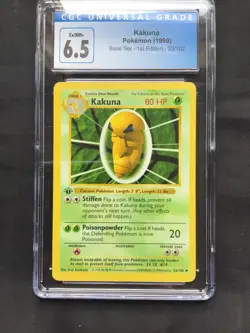 Pokemon Cards: Base Set 1st Edition Uncommon: Kakuna 33/102 CGC 6.5 - Image 2