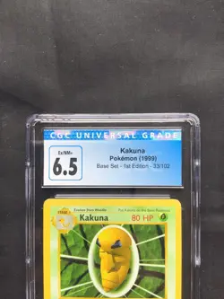 Pokemon Cards: Base Set 1st Edition Uncommon: Kakuna 33/102 CGC 6.5 - Image 3