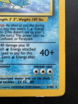 Blastoise No Stage Error Misprint - 2/102 Base Set Holo HP - Vintage Pokemon - Image 4