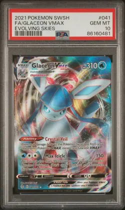 Fa/Glaceon Vmax Evolving Skies Pokemon Sword & Shield Evolving Skies 041 NM PSA - Image 1