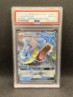 2019 POKEMON SM BLACK STAR PROMO HIDDEN FATES TINS #SM212 GYARADOS GX PSA 10 - Image 1