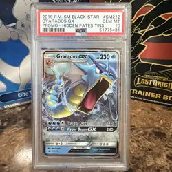 GYARADOS GX PSA 10 2019 POKEMON SM BLACK STAR PROMO HIDDEN FATES TINS - Image 1