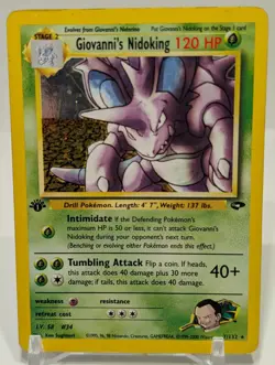 Pokemon Giovanni's Nidoking 7/132 1st Edition Gym Challenge Holo DMG - Image 1