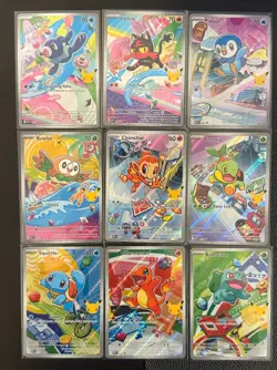 Pokemon First Partner Illustration 30th Collection Promo Complete Set of 9 Cards - Image 1