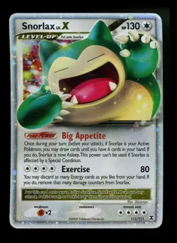 Snorlax LV.X 111/111 Rising Rivals 2009 Holo Rare Pokemon Card TCG - Image 1