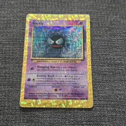 Gastly 50/102 Prism HOLO Base Set Vending Golden Sticker Vintage Pokemon Card - Image 1