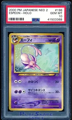 Pokemon Card PSA 10 Espeon 196 Foil Japanese Neo 2 Discovery Vintage Holo 2000 - Image 1
