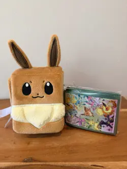 Eevee Plush Flip Top Deck Box Card Case 60ct Pokemon W/ Sleeves - Image 1