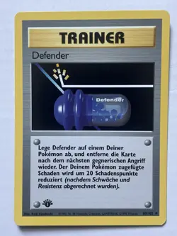 1st Edition Defender 80/102 German Base Set WOTC Vintage Pokemon Trainer Card NM - Image 1