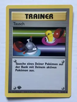 1st Edition Tausch Switch 95/102 German Base Set WOTC Pokemon Trainer Card NM - Image 1
