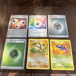 Lot Of 6 Pokemon Cards Mint Nm Lp Jungle Fossil Mankey And Zubat And Rare Energy - Image 1