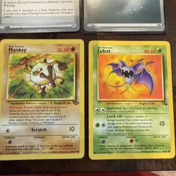 Lot Of 6 Pokemon Cards Mint Nm Lp Jungle Fossil Mankey And Zubat And Rare Energy - Image 2
