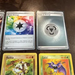 Lot Of 6 Pokemon Cards Mint Nm Lp Jungle Fossil Mankey And Zubat And Rare Energy - Image 3