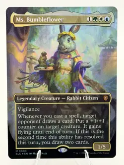 Ms. Bumbleflower BORDERLESS FOIL 0003 BLC Commander Rabbit Legendary MTG NM - Image 1