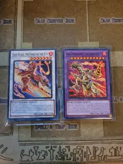 YUGIOH GAIA PROMINENCE THE FIERCE FORCE + GAIA BLAZE THE FORCE OF THE SUN COMMON - Image 1