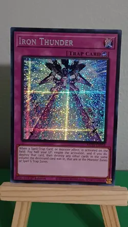 2025 Yugioh Iron Thunder Trap Card MP25-EN058 Prismatic Secret Rare 1st Edition - Image 1