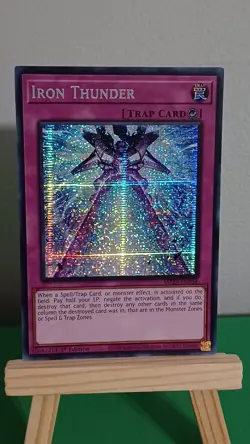 2025 Yugioh Iron Thunder Trap Card MP25-EN058 Prismatic Secret Rare 1st Edition - Image 2