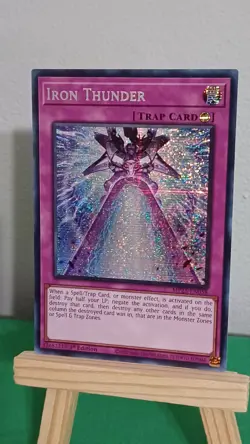 2025 Yugioh Iron Thunder Trap Card MP25-EN058 Prismatic Secret Rare 1st Edition - Image 3