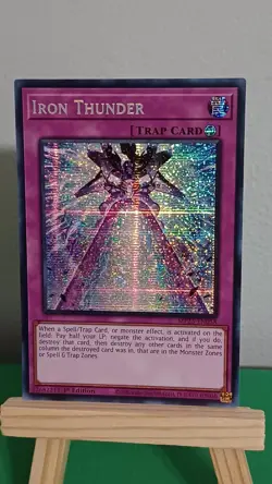 2025 Yugioh Iron Thunder Trap Card MP25-EN058 Prismatic Secret Rare 1st Edition - Image 4