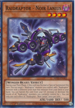 Yugioh - Raidraptor - Noir Lanius - MP25-EN302 - Common - NM/M - Image 1
