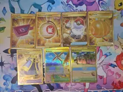 7 Pokemon Card Gold Lot - Trainer - Item- Stadium Cards. All NM - Image 1