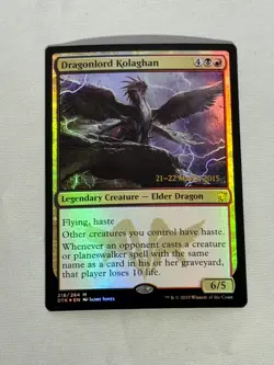 MTG FOIL Prerelease Dragonlord Kolaghan Dragons of Tarkir Magic the Gathering - Image 1