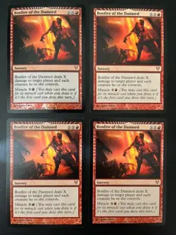 MTG- Bonfire of the Damned x4 - Avacyn Restored - (One is FOIL) - Image 1
