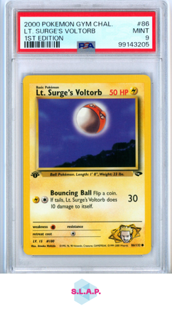 LT. SURGES VOLTORB POKEMON 86 2000 GYM CHALLENGE NON HOLO / MATTE ENGLISCH PSA 9 - Image 1