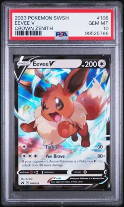 PSA 10 Eevee V 108/159 Crown Zenith FA Full Art HOLO Rare Pokemon Card GEM MINT - Image 1
