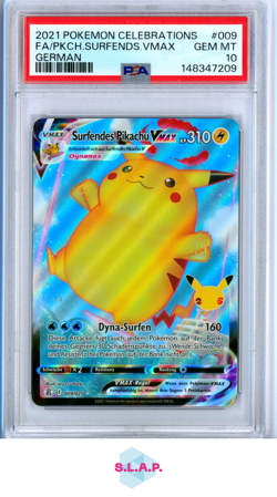 FA/PKCH.SURFENDS.VMAX GERMAN POKEMON CELEBRATIONS 2021 009 PSA 10 - Image 1
